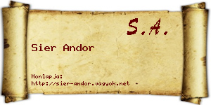 Sier Andor névjegykártya